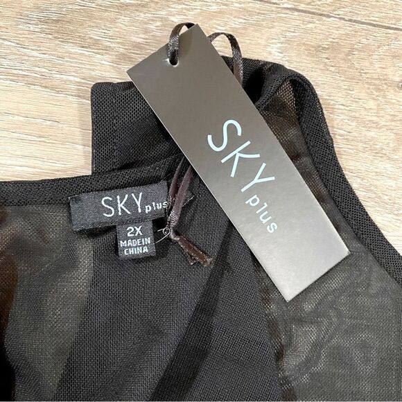 NWT SKY PLUS JET BLACK SEQUIN PEPLUM DRESS 2X - Picture 10 of 15